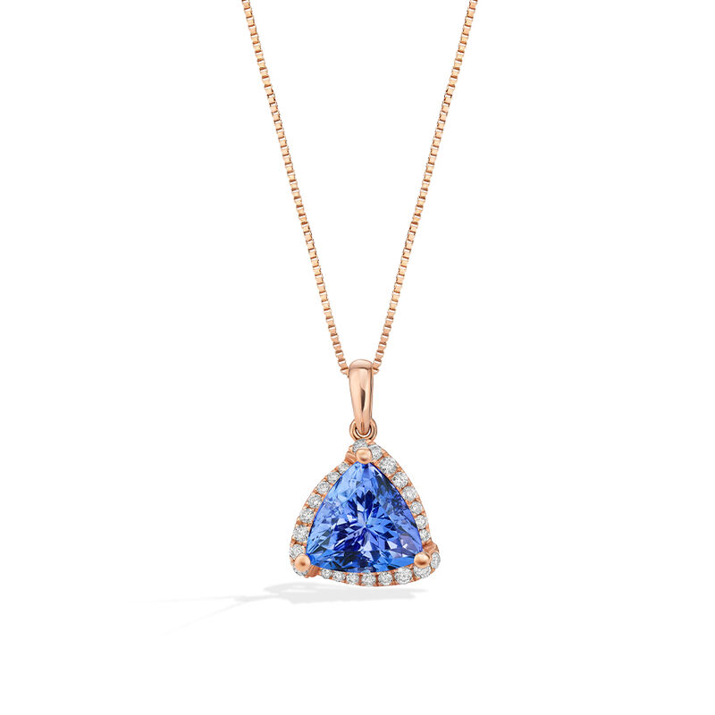 Trilliant-Cut Tanzanite Diamond Pendant in 10k Rose Gold image number null